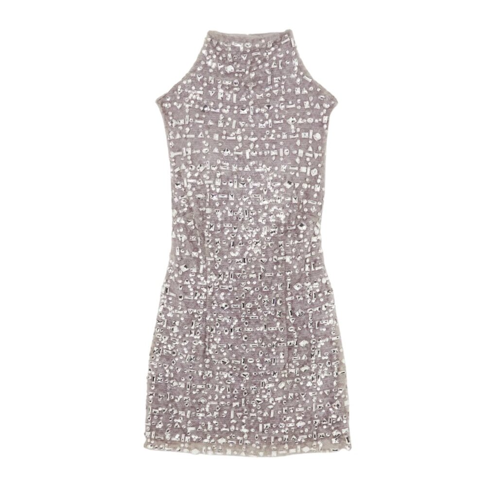 16Arlington Luna Mini Dress in Lavender Grey Crystal Size 12